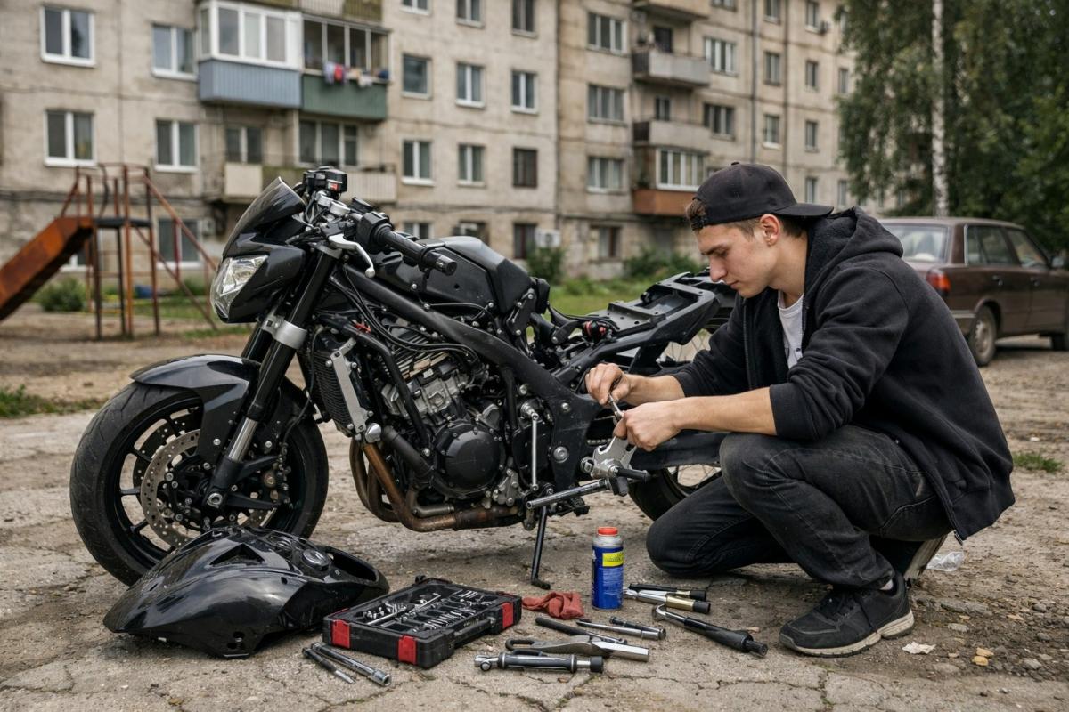 В Кизеле нарушитель ПДД разобрал свой мотоцикл, узнав, что его конфискуют