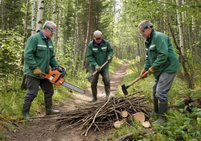 В Губахинском округе трое мужчин нелегально спилили более двухсот деревьев