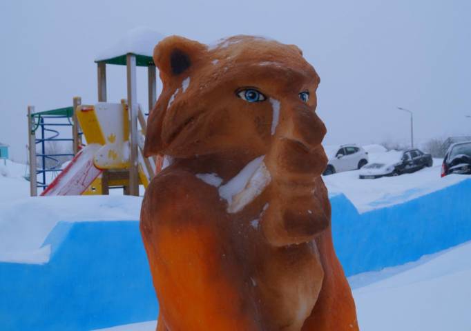 Мультяшный новый год. Снежные скульптуры Гремячинского округа в фотографиях 27 декабря