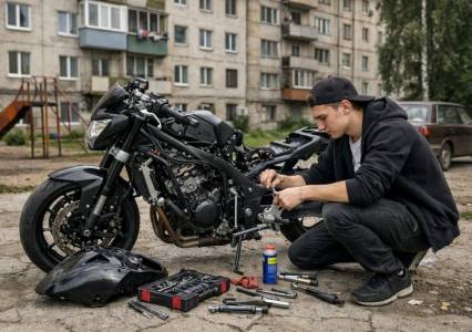 В Кизеле нарушитель ПДД разобрал свой мотоцикл, узнав, что его конфискуют